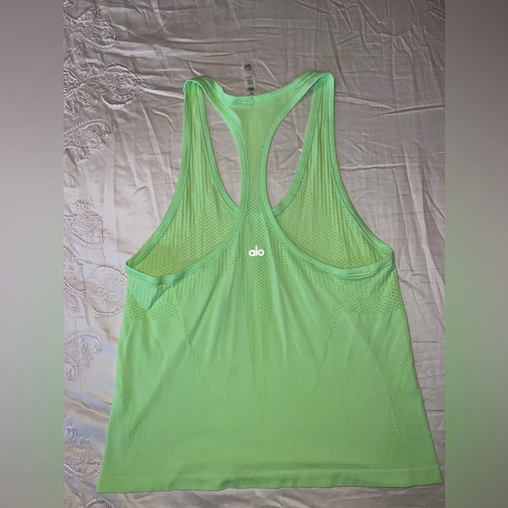 ALO Yoga Neon Green Seamless Essential Tank Size XS
